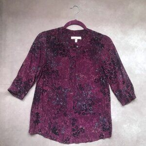 Banana Republic 100% Silk Purple Aubergine Top Holiday 2012 Excellent 00 Petite